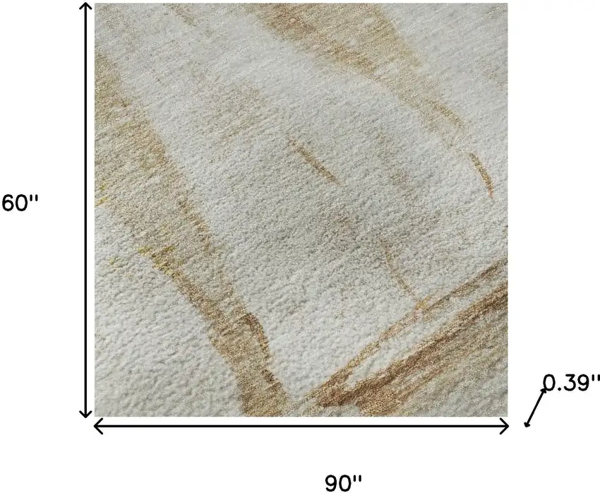 Taupe And Gold Nautical Washable Area Rug With UV Protection Photo 8