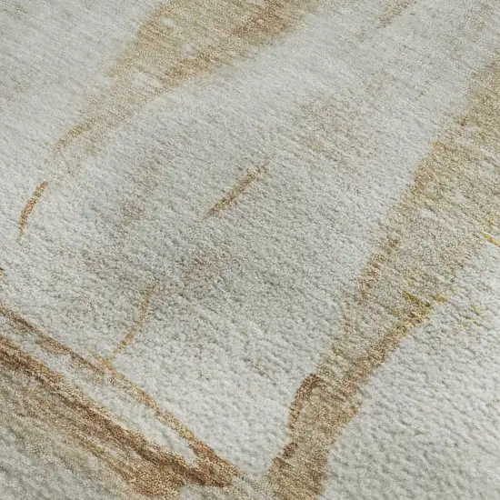 Taupe And Gold Nautical Washable Area Rug With UV Protection Photo 3