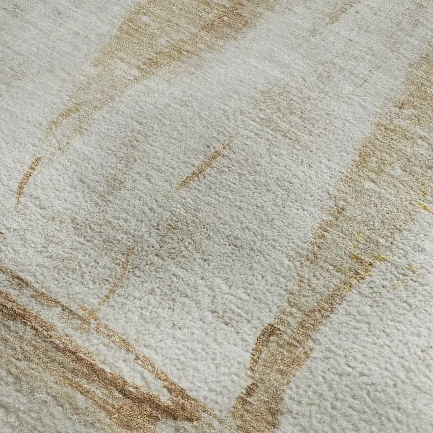 Taupe And Gold Nautical Washable Area Rug With UV Protection Photo 3