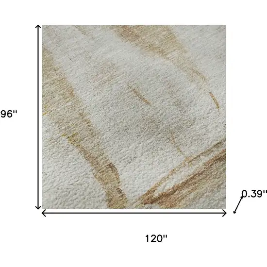 Taupe And Gold Nautical Washable Area Rug With UV Protection Photo 7