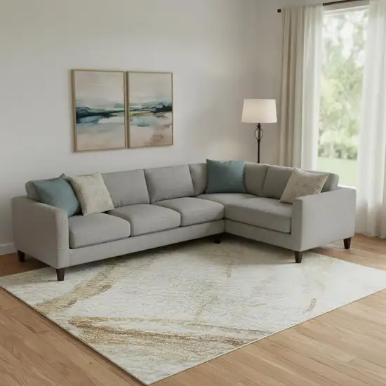 Taupe And Gold Nautical Washable Area Rug With UV Protection Photo 2