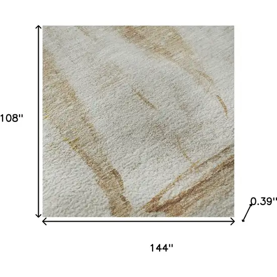 Taupe And Gold Nautical Washable Area Rug With UV Protection Photo 7