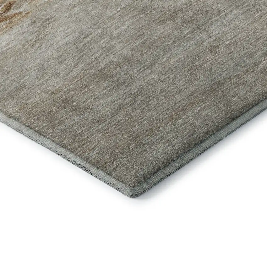 Taupe And Gold Nautical Washable Area Rug With UV Protection Photo 6