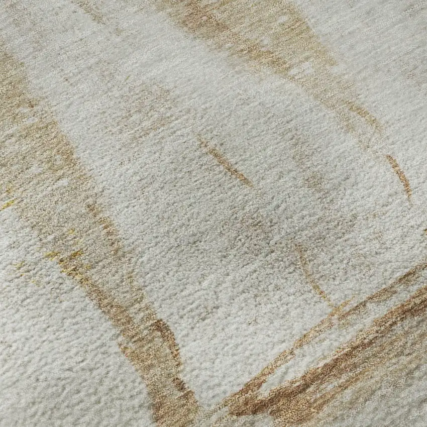 Taupe And Gold Nautical Washable Area Rug With UV Protection Photo 3