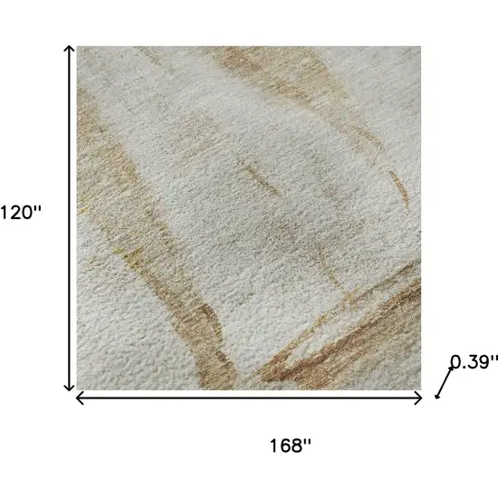 Taupe And Gold Nautical Washable Area Rug With UV Protection Photo 8