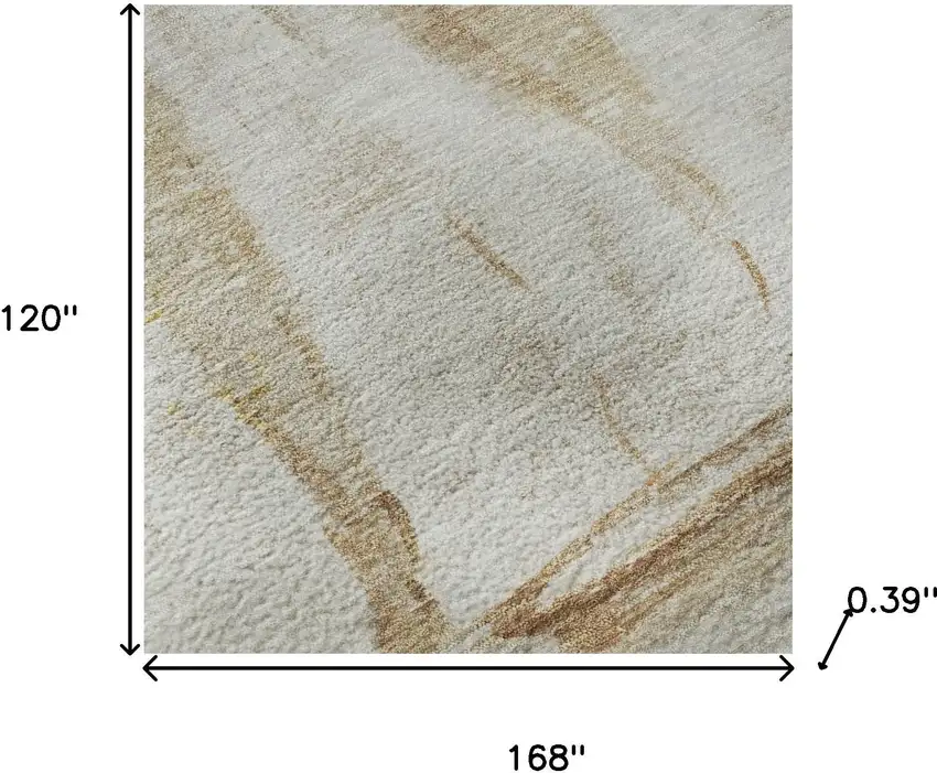 Taupe And Gold Nautical Washable Area Rug With UV Protection Photo 8