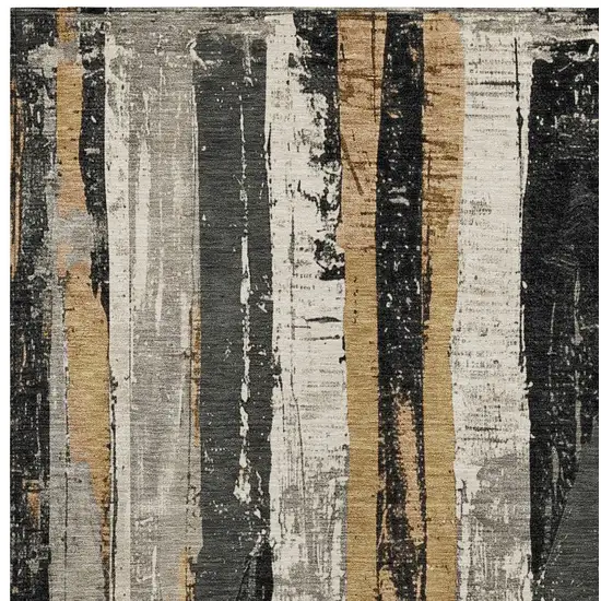 Taupe And Gold Striped Washable Indoor Outdoor Area Rug Photo 7