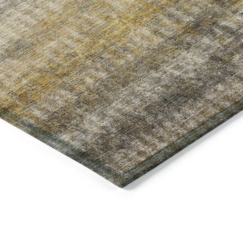 Taupe And Gold Striped Washable Indoor Outdoor Area Rug Photo 5