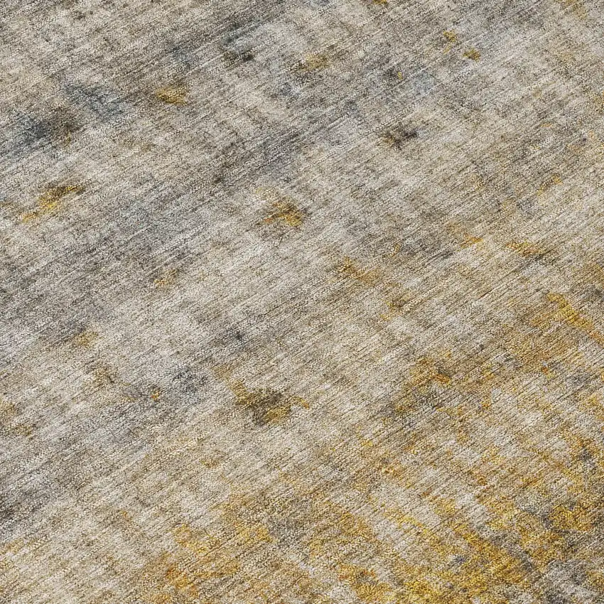 Taupe And Gold Striped Washable Indoor Outdoor Area Rug Photo 7