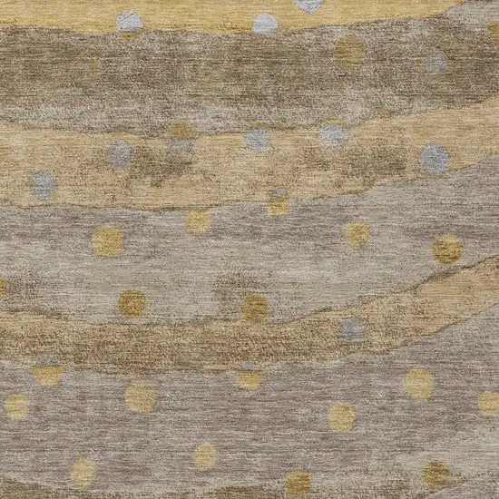 Taupe And Gold Striped Washable Indoor Outdoor Area Rug Photo 3