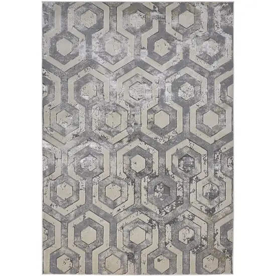 Taupe And Gray Abstract Distressed Area Rug Photo 2