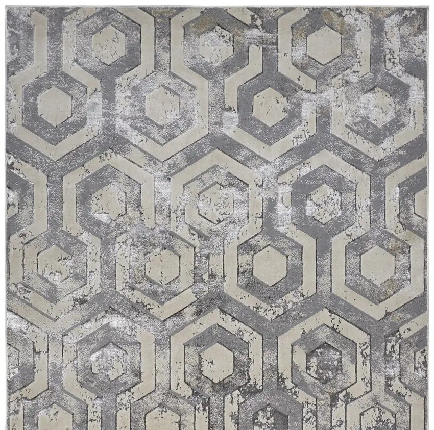Taupe And Gray Abstract Distressed Area Rug Photo 8