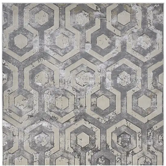 Taupe And Gray Abstract Distressed Area Rug Photo 8