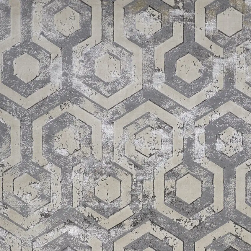 Taupe And Gray Abstract Distressed Area Rug Photo 7