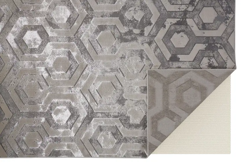 Taupe And Gray Abstract Distressed Area Rug Photo 6