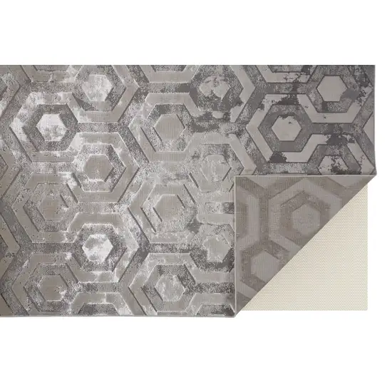 Taupe And Gray Abstract Distressed Area Rug Photo 6
