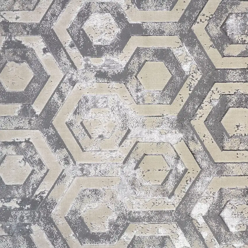 Taupe And Gray Abstract Distressed Area Rug Photo 4