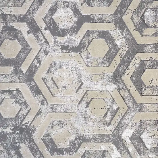 Taupe And Gray Abstract Distressed Area Rug Photo 4