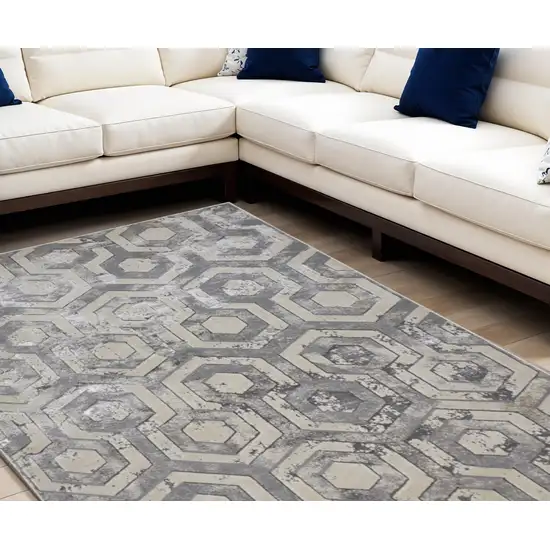 Taupe And Gray Abstract Distressed Area Rug Photo 1