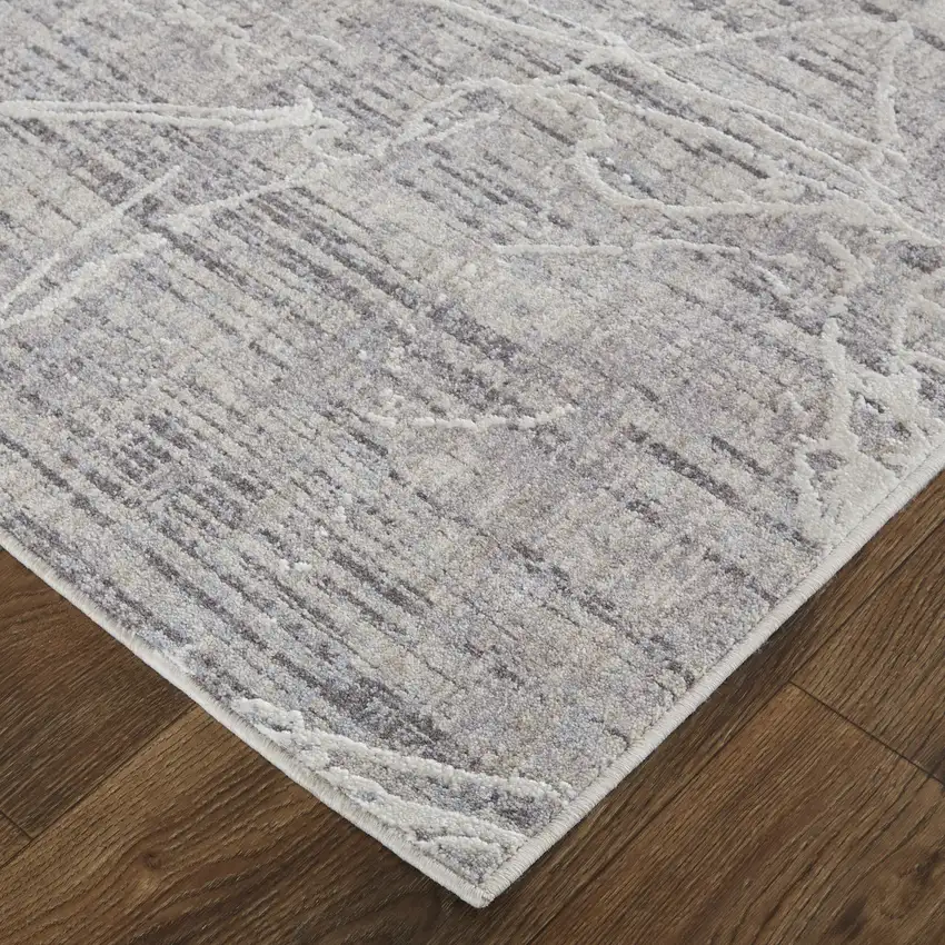 Taupe And Gray Abstract Power Loom Distressed Stain Resistant Area Rug Photo 3
