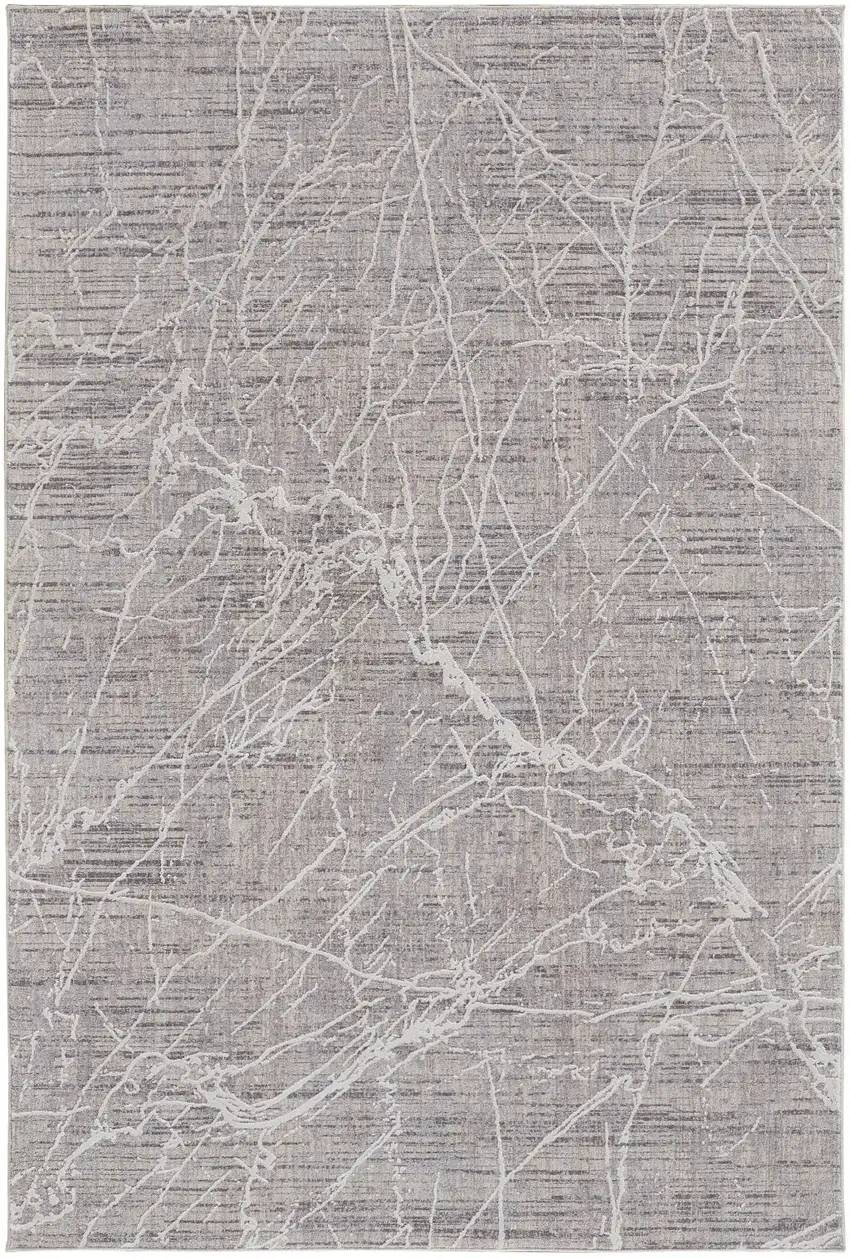 Taupe And Gray Abstract Power Loom Distressed Stain Resistant Area Rug Photo 1
