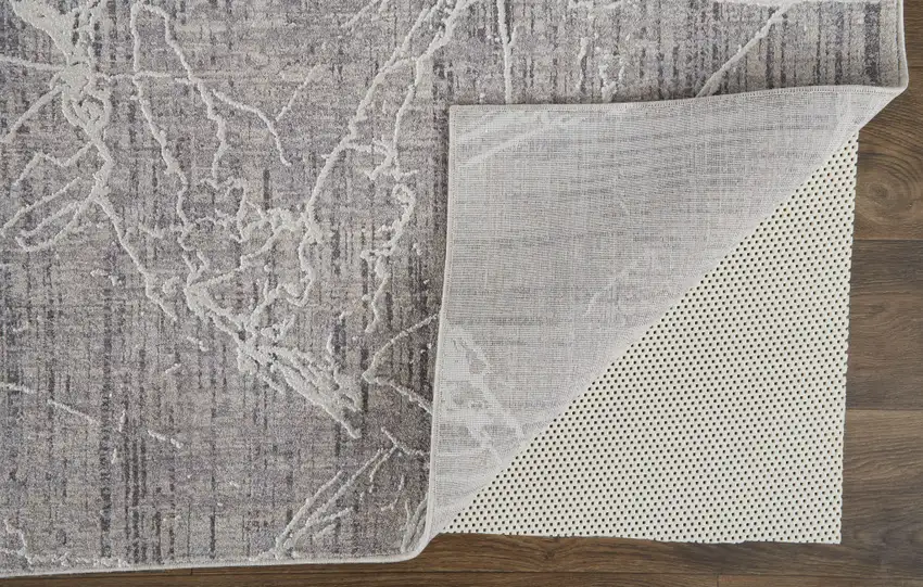 Taupe And Gray Abstract Power Loom Distressed Stain Resistant Area Rug Photo 4