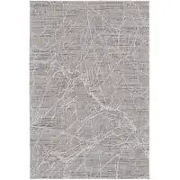 Photo of Taupe And Gray Abstract Power Loom Distressed Stain Resistant Area Rug