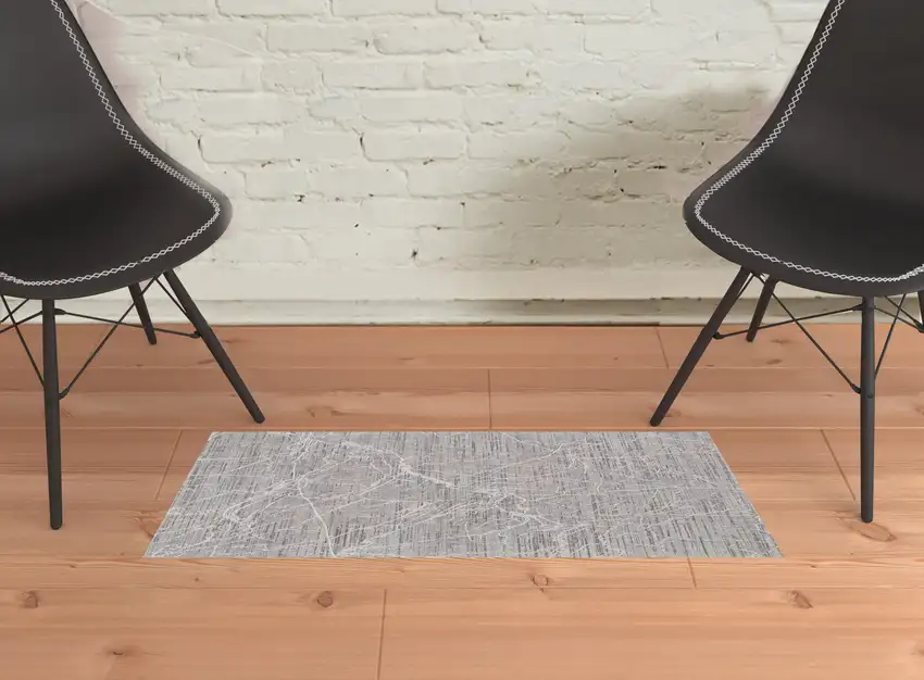 Taupe And Gray Abstract Power Loom Distressed Stain Resistant Area Rug Photo 2