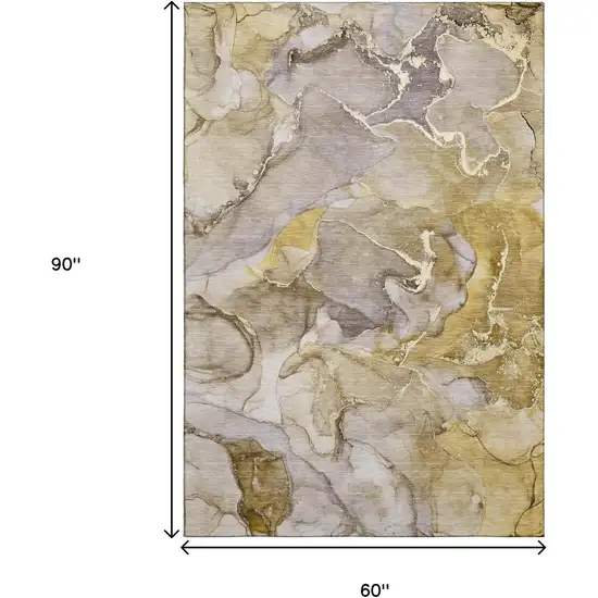 Taupe And Gray Abstract Washable Area Rug With UV Protection Photo 3