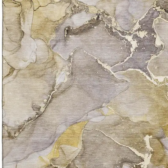Taupe And Gray Abstract Washable Area Rug With UV Protection Photo 3