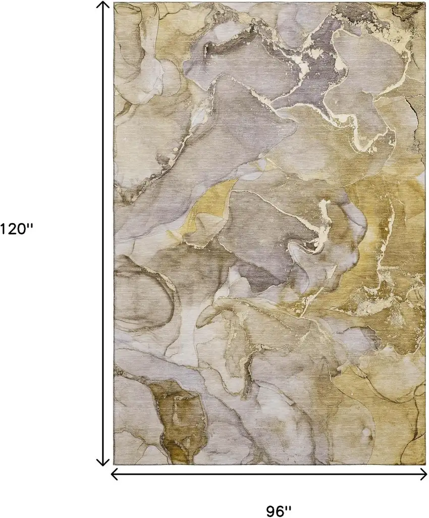 Taupe And Gray Abstract Washable Area Rug With UV Protection Photo 3