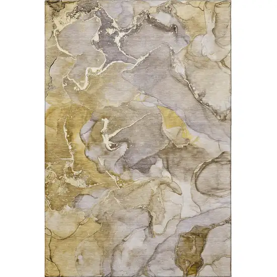 Taupe And Gray Abstract Washable Area Rug With UV Protection Photo 3