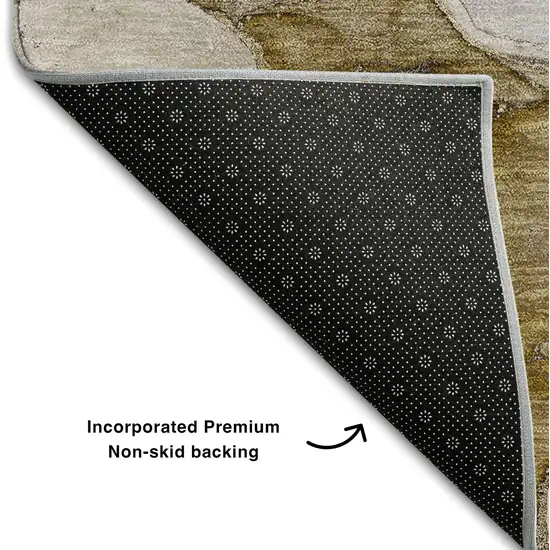 Taupe And Gray Abstract Washable Area Rug With UV Protection Photo 9