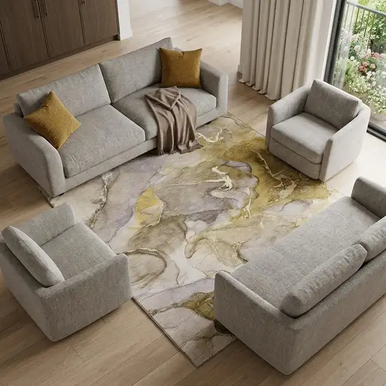 Taupe And Gray Abstract Washable Area Rug With UV Protection Photo 1