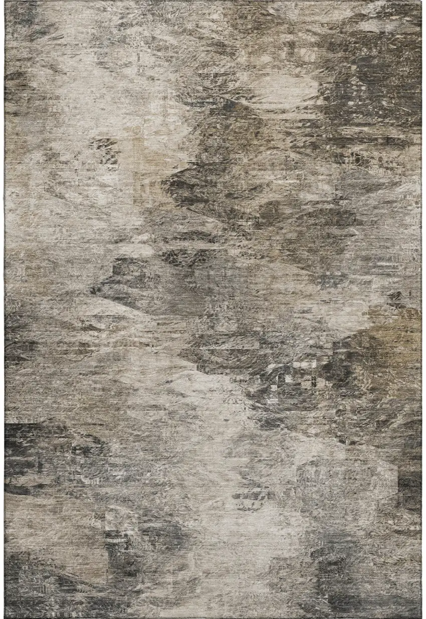 Taupe And Gray Abstract Washable Area Rug With UV Protection Photo 2