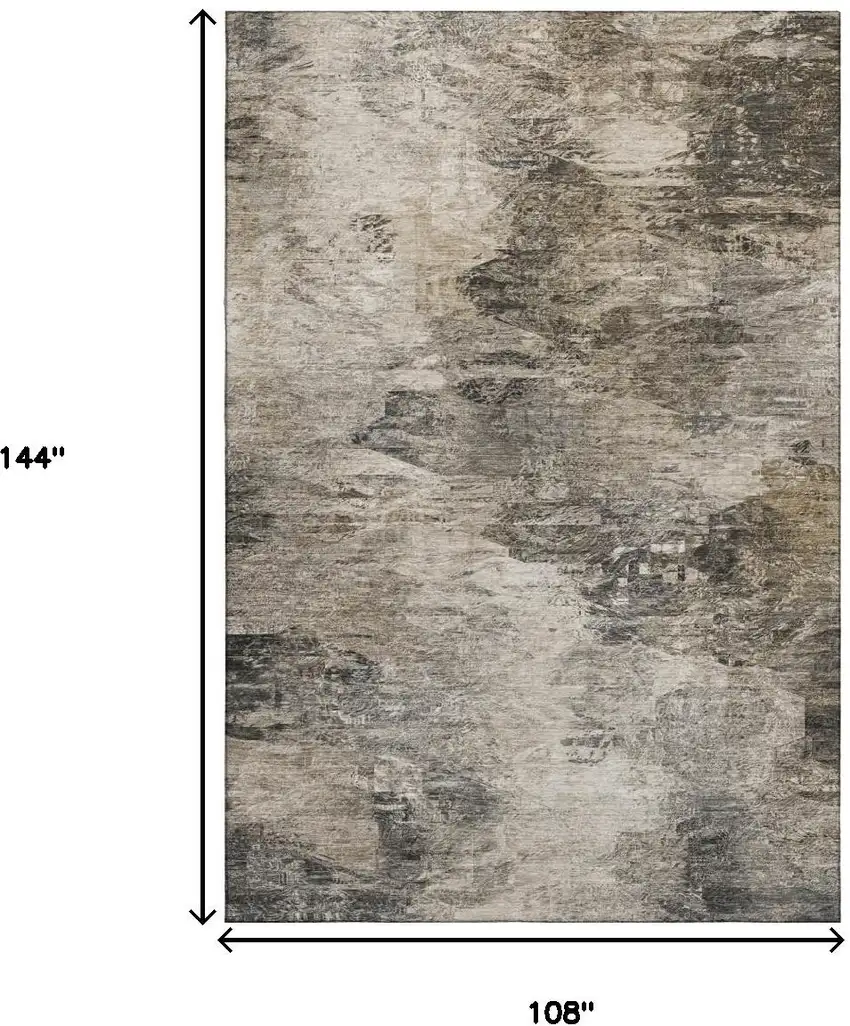 Taupe And Gray Abstract Washable Area Rug With UV Protection Photo 5