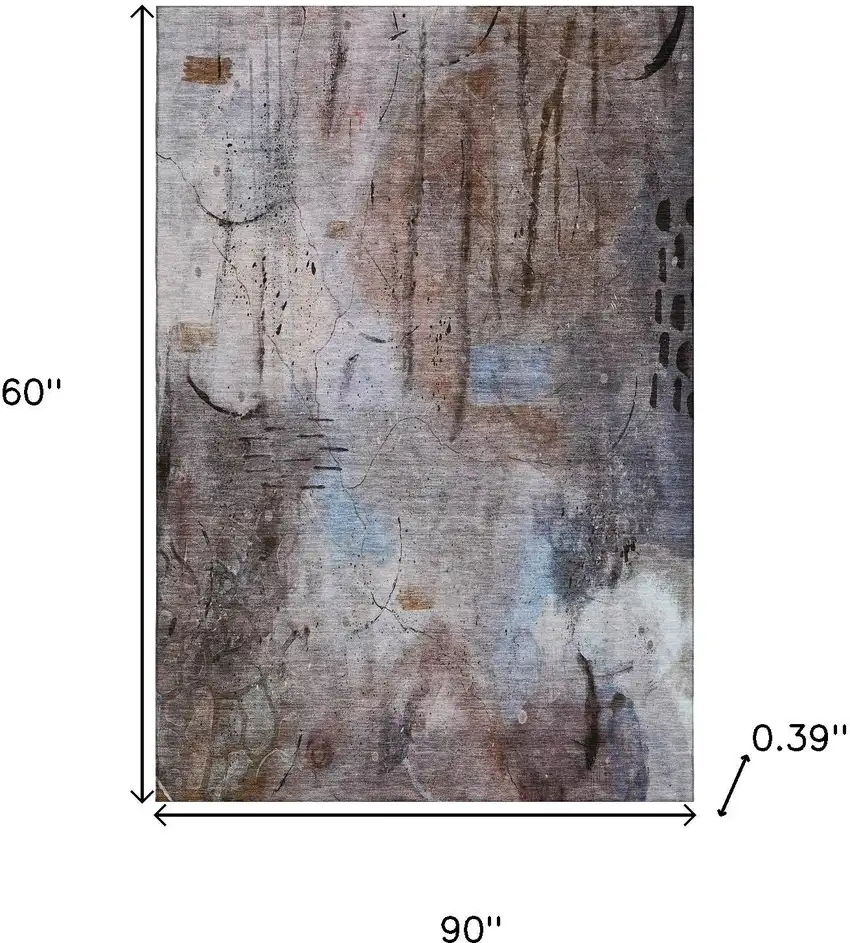 Taupe And Gray Abstract Washable Area Rug With UV Protection Photo 9