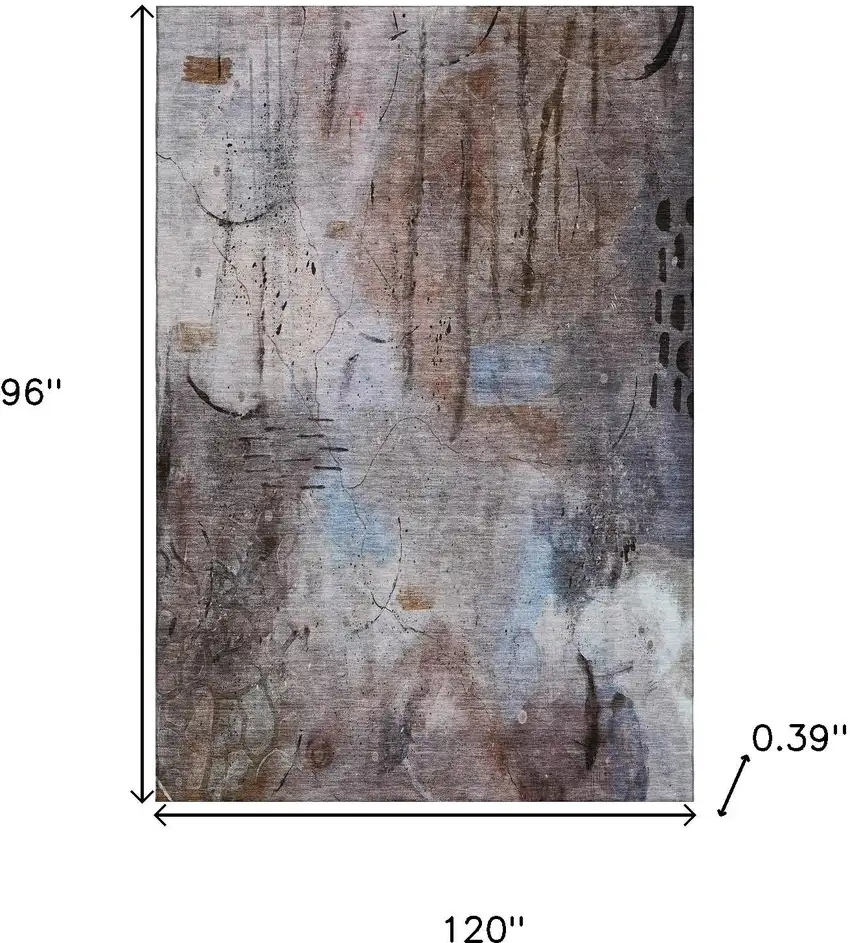 Taupe And Gray Abstract Washable Area Rug With UV Protection Photo 9