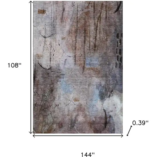 Taupe And Gray Abstract Washable Area Rug With UV Protection Photo 9