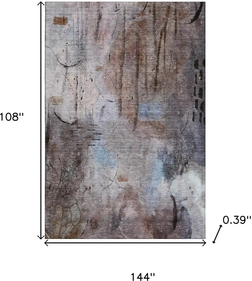 Taupe And Gray Abstract Washable Area Rug With UV Protection Photo 9