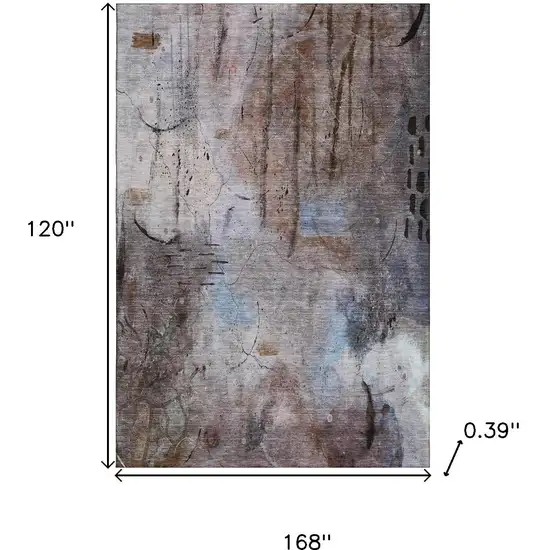 Taupe And Gray Abstract Washable Area Rug With UV Protection Photo 9