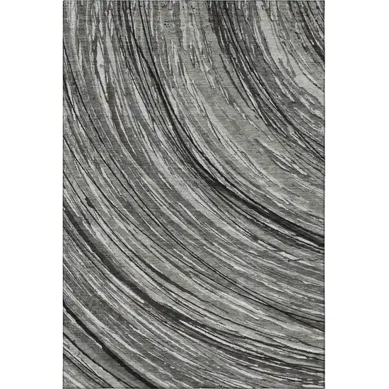 Taupe And Gray Abstract Washable Area Rug With UV Protection Photo 4