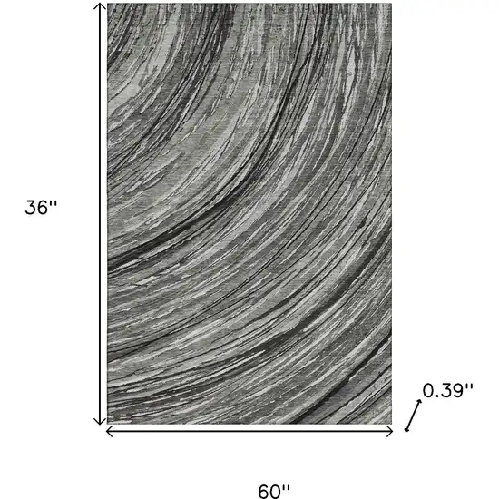 Taupe And Gray Abstract Washable Area Rug With UV Protection Photo 9