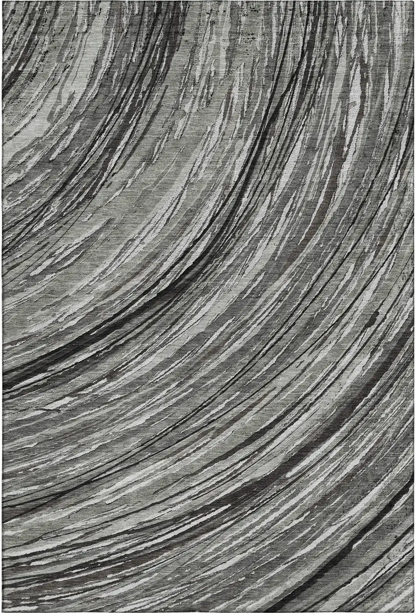 Taupe And Gray Abstract Washable Area Rug With UV Protection Photo 6