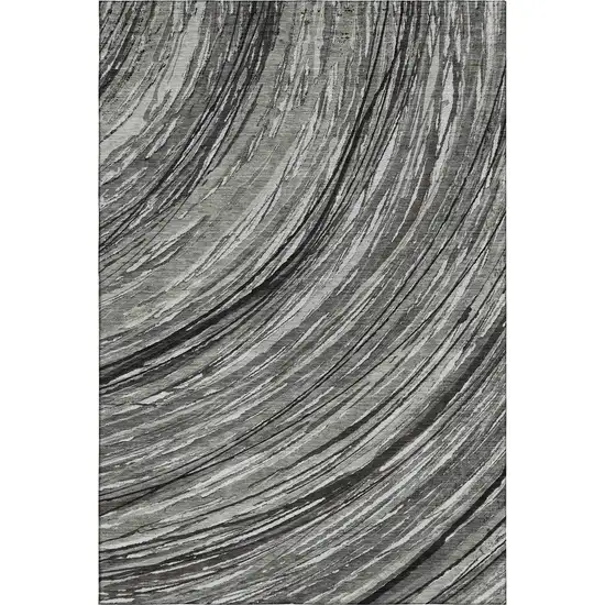 Taupe And Gray Abstract Washable Area Rug With UV Protection Photo 1