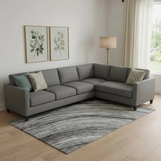 Taupe And Gray Abstract Washable Area Rug With UV Protection Photo 2