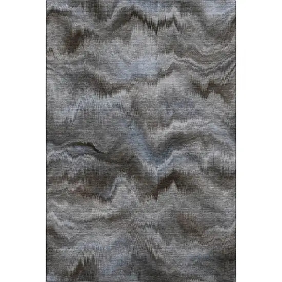 Taupe And Gray Abstract Washable Area Rug With UV Protection Photo 1