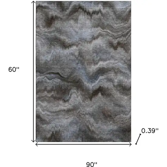 Taupe And Gray Abstract Washable Area Rug With UV Protection Photo 9