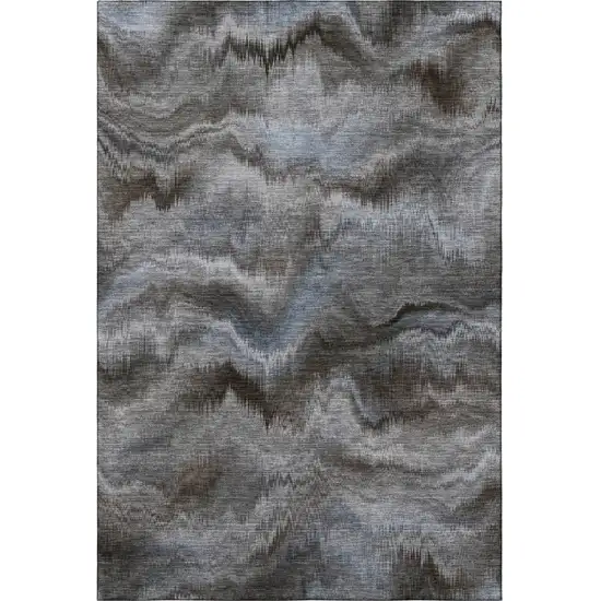 Taupe And Gray Abstract Washable Area Rug With UV Protection Photo 4