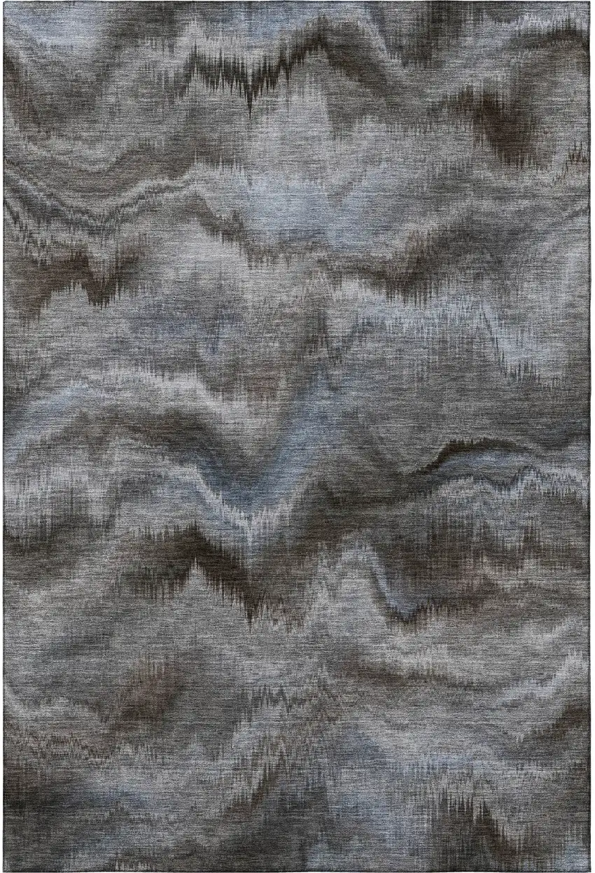 Taupe And Gray Abstract Washable Area Rug With UV Protection Photo 4
